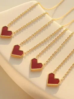 Collier pendentif coeur rouge pour femme 2026