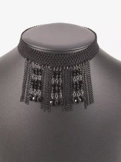 Collier Ras Du Cou En Dentelle Gothique Avec Pompon En Cristal Dentelle Femme Sexy