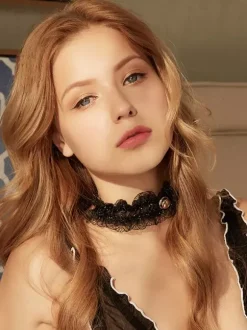 Collier ras du cou en dentelle noire pour femme style décontracté quotidien