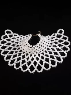 Colliers de mariage Ivoire Ivoire Rond Brillant Chaîne superposée Imitation Perle 16 pouces sous Collier de mariage
