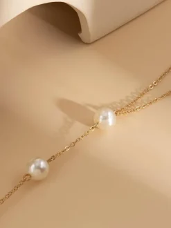 Colliers Or Métallisé Métal Perles Bijoux Femme