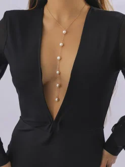 Colliers Or Métallisé Métal Perles Bijoux Femme