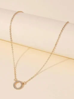 Colliers Blond Métallique Détails Métal Strass Femme Bijoux