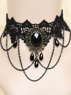 Colliers de mariage gothiques noirs Collier de mariage rectangulaire noir