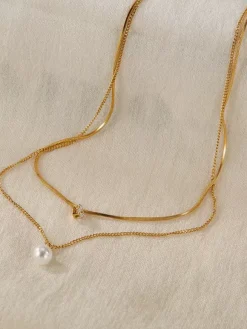 Collier superposé en perles de colle et zircone cubique pour femme 2026