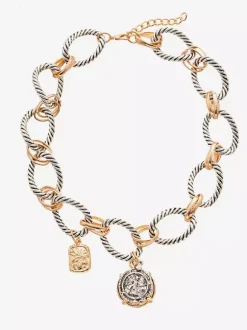 Collier vintage en métal à maillons ronds bijou décontracté pour femme ou adulte.