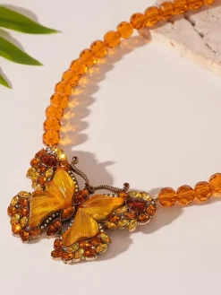 Collier vintage à maillons papillon chaîne en alliage bijou décontracté pour femme/adulte 45-60 cm