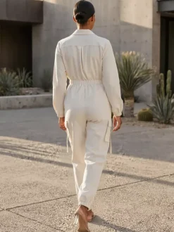 Combinaison cargo avec taille élastique et poches pour femme 2026