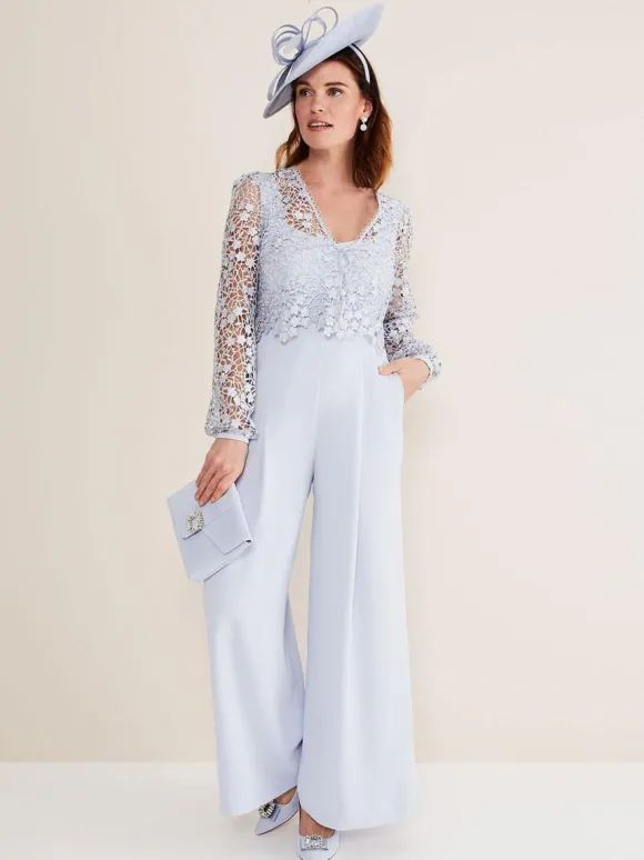 Combinaison de mariage tenue de mère de mariée 2 pièces combinaison en satin boléro en dentelle