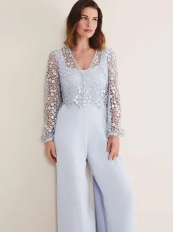 Combinaison de mariage tenue de mère de mariée 2 pièces combinaison en satin boléro en dentelle