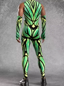 Combinaison homme cyberpunk imprimée tatouage illusion d'optique