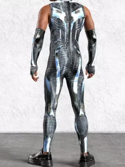 Combinaison homme cyberpunk imprimée tatouage illusion d'optique