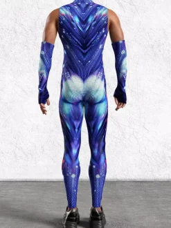 Combinaison homme cyberpunk imprimée tatouage illusion d'optique