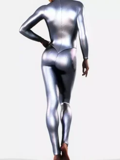 Combinaison intégrale en latex métallisée avec fesses sculptées idéale pour Halloween