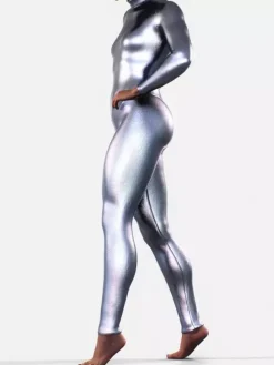 Combinaison intégrale en latex métallisée avec fesses sculptées idéale pour Halloween