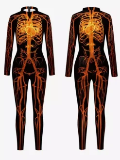 Combinaison néon déguisement impression numérique 3D combinaison phosphorescente UV style Zentai costume de cosplay d'Halloween en polyester.