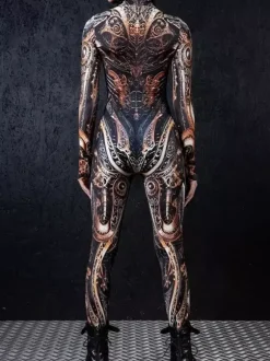 Combinaison néon déguisement impression numérique 3D combinaison phosphorescente UV style Zentai costume de cosplay d'Halloween en polyester.