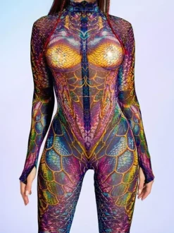 Combinaison néon déguisement impression numérique 3D combinaison phosphorescente UV style Zentai costume de cosplay d'Halloween en polyester.