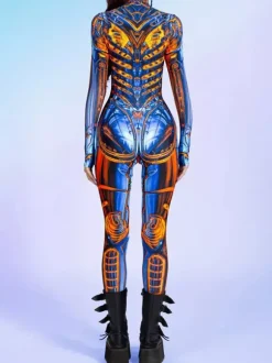 Combinaison néon déguisement impression numérique 3D combinaison phosphorescente UV style Zentai costume de cosplay d'Halloween en polyester.