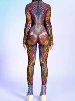 Combinaison néon déguisement impression numérique 3D combinaison phosphorescente UV style Zentai costume de cosplay d'Halloween en polyester.