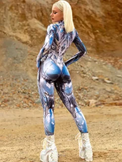 Combinaison néon déguisement impression numérique 3D combinaison phosphorescente UV style Zentai costume de cosplay d'Halloween en polyester.