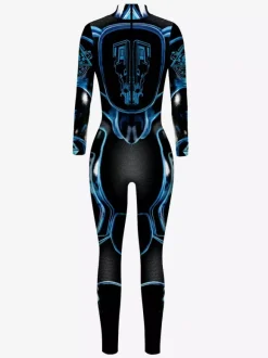 Combinaison Zentai Cyberpunk Adulte pour Adulte Imprimé Robot Illusion Métallique Combinaison de Cuir Métallisée Motif Carnaval de Venise