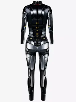 Combinaison Zentai Cyberpunk Adulte pour Adulte Imprimé Robot Illusion Métallique Combinaison de Cuir Métallisée Motif Carnaval de Venise