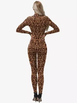 Combinaison Zentai intégrale pour femme avec imprimé à motifs grecs