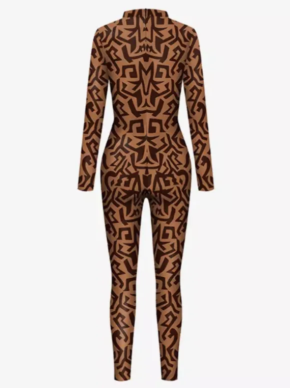 Combinaison Zentai intégrale pour femme avec imprimé à motifs grecs