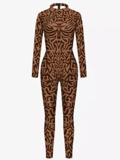 Combinaison Zentai intégrale pour femme avec imprimé à motifs grecs