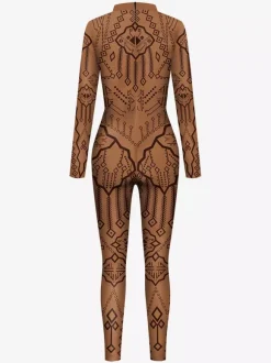 Combinaison Zentai intégrale pour femme avec imprimé à motifs grecs