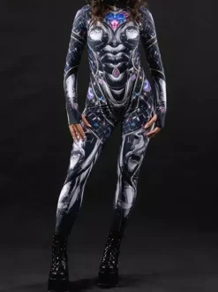 Combinaison Zentai néon costume de cosplay d'Halloween impression numérique 3D combinaison phosphorescente UV combinaison moulante Zentai pour les fêtes d'Halloween