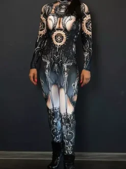 Combinaison Zentai néon costume de cosplay d'Halloween impression numérique 3D combinaison phosphorescente UV combinaison moulante Zentai pour les fêtes d'Halloween