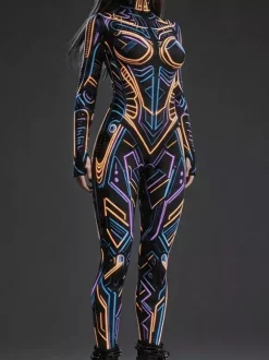 Combinaison Zentai néon costume de cosplay d'Halloween impression numérique 3D combinaison phosphorescente UV combinaison moulante Zentai pour les fêtes d'Halloween