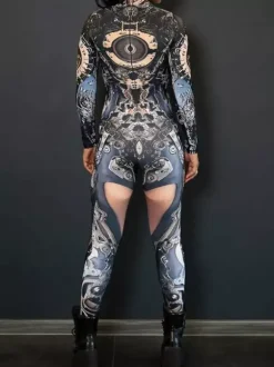 Combinaison Zentai néon costume de cosplay d'Halloween impression numérique 3D combinaison phosphorescente UV combinaison moulante Zentai pour les fêtes d'Halloween