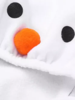 Combinaison bonhomme de neige pour Noël Combinaison en fibre de polyester blanche Écharpe Polyester Costumes de vacances de Noël Ensemble complet