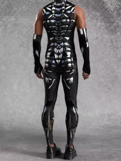 Combinaison cyberpunk pour homme imprimé robot à effet d'optique combinaison métallique