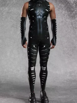 Combinaison cyberpunk pour homme imprimé robot à effet d'optique combinaison métallique
