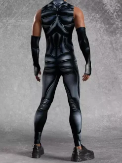 Combinaison cyberpunk pour homme imprimé robot à effet d'optique combinaison métallique