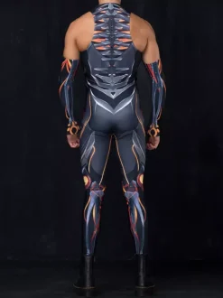 Combinaison cyberpunk pour homme imprimé robot à effet d'optique combinaison métallique