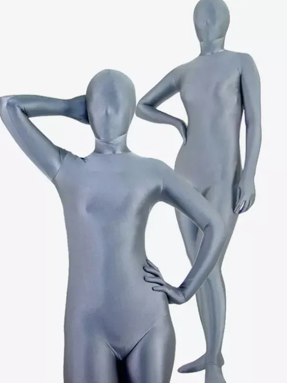 Combinaison de Zentai unisexe Spandex Lycra gris profond Déguisements Halloween