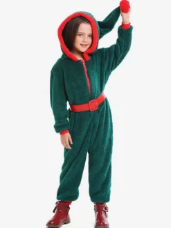Combinaison Enfants Pour Noël Costumes De Cadeaux Noël En Fibre De Polyester Verte