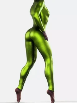 Combinaison en latex vert métallisé pour Halloween