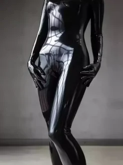 Combinaison intégrale en latex tenue fétichiste moulante tout-en-un