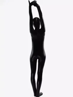 Combinaison intégrale noire unisexe Zentai yeux ouverts idéale pour les costumes de cosplay.