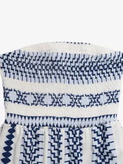 Combinaison rayée sans bretelles à jambes larges et smocks pour femme style bohème tenue de plage
