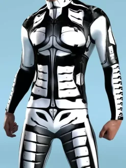 Combinaisons Zentai à motifs Combinaison mécanique Steampunk noire Combinaison intégrale Cyberpunk imprimée en 3D