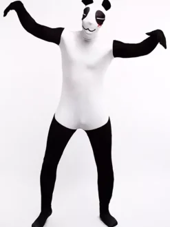 Combinaisons zentai animales Combinaisons Zentai pour adultes Panda Sexy Lycra Spandex Noir Bloc de Couleur Animal Costumes Complets du Corps