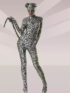 Combinaisons zentai animales Toussaint Cosplay Costume de zentai multicolore à motif léopard en lycra spandex face ouverte Déguisements Halloween