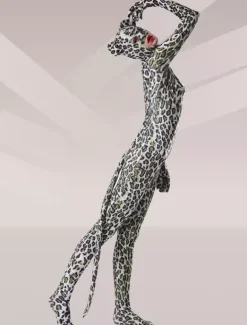 Combinaisons zentai animales Toussaint Cosplay Costume de zentai multicolore à motif léopard en lycra spandex face ouverte Déguisements Halloween